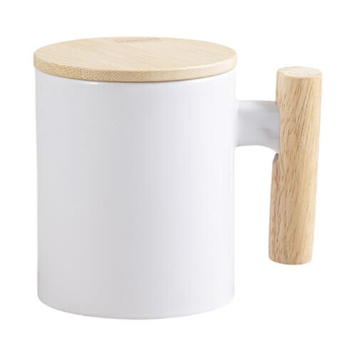 Krūze ar koka rokturi un bambusa vāku