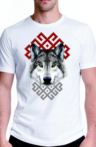 Krekls ar latviskiem simboliem Vilks